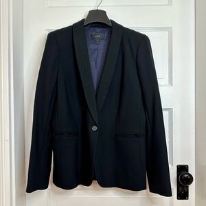 J. Crew Black Parke Blazer in Italian Stretch Wool, Size 12, Polka Dot Lining